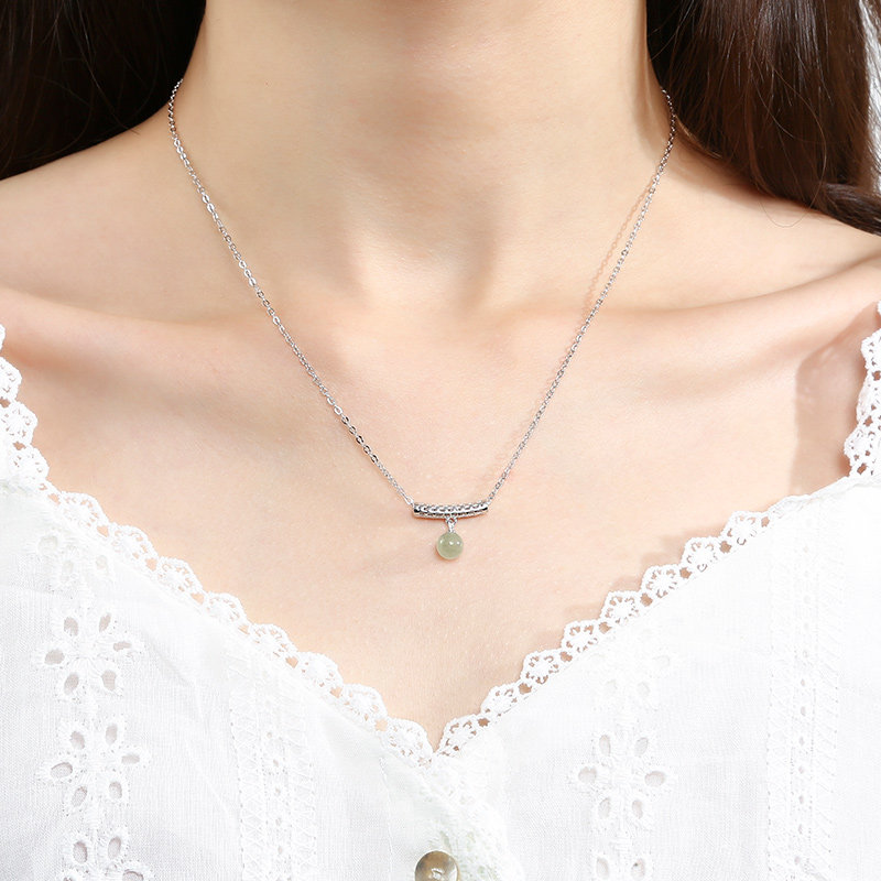 项链七夕情人节生日礼物女友老婆纯银和田吊坠项链