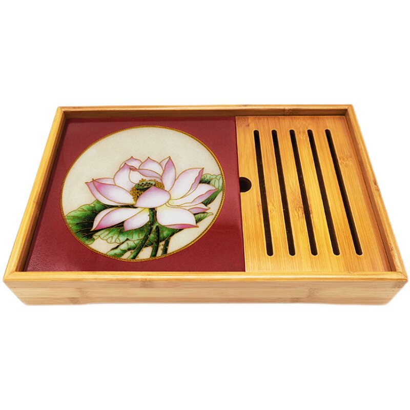 珐琅茶盘景泰蓝掐丝diy材料包防水防水荷花图案景泰蓝