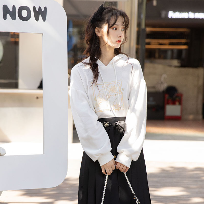 池夏万物灵星月渚卫衣背带中长款马面裙原创改良汉服女秋冬