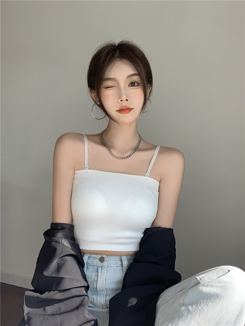 夏季紧身短款纯欲性感裹胸内搭上衣一字吊带抹胸