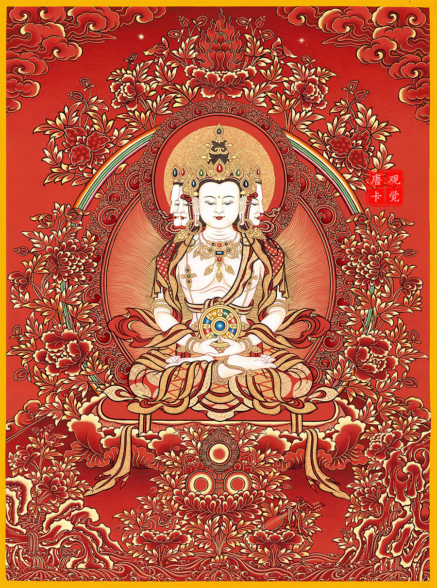 饰挂画观觉 大日如来佛唐卡西藏热贡藏族手绘复制客厅书房玄关装 - 痕