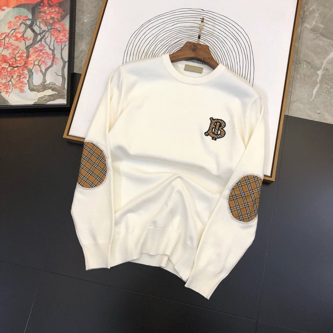 21潮牌新品拼布刺绣字母男士高端羊毛衫百搭圆领打底保暖针织毛衣