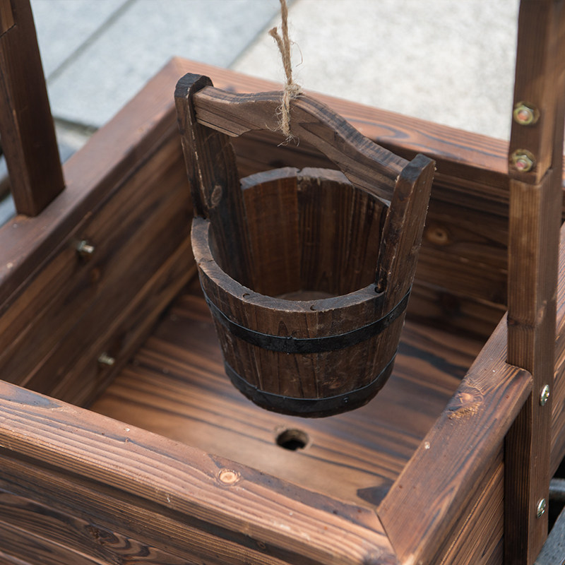 碳化防腐创意水井户外庭院装饰别墅花园许愿井花盆