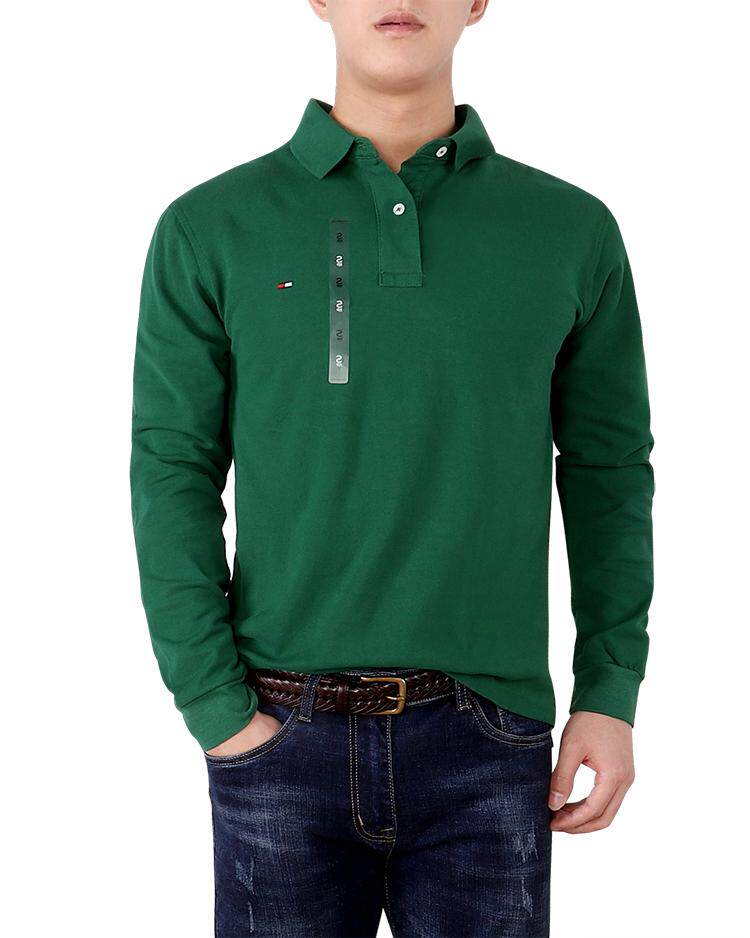 日本ru美国hilfigfr托米男士商务休闲纯色长袖polo衫