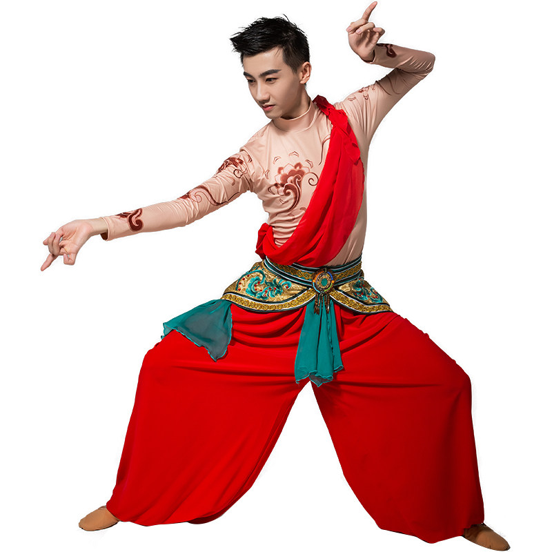 新款古典舞敦煌舞男齐舞飞天石壁绝响大型群舞千手观音舞蹈演出服