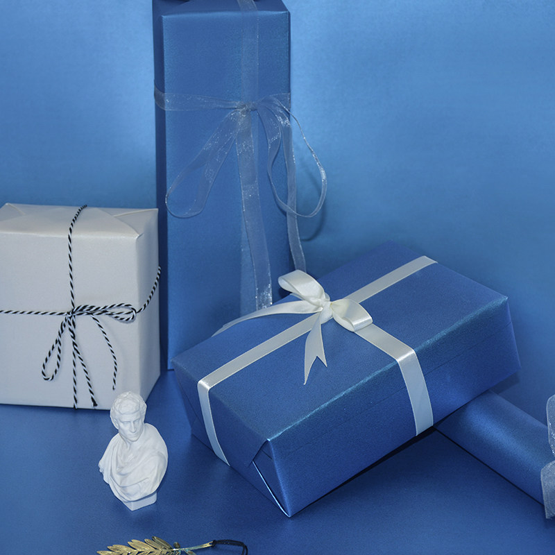 isu/一树文创 设计礼品包装纸纯色tiffany蓝ins风生日礼物盒日式手工