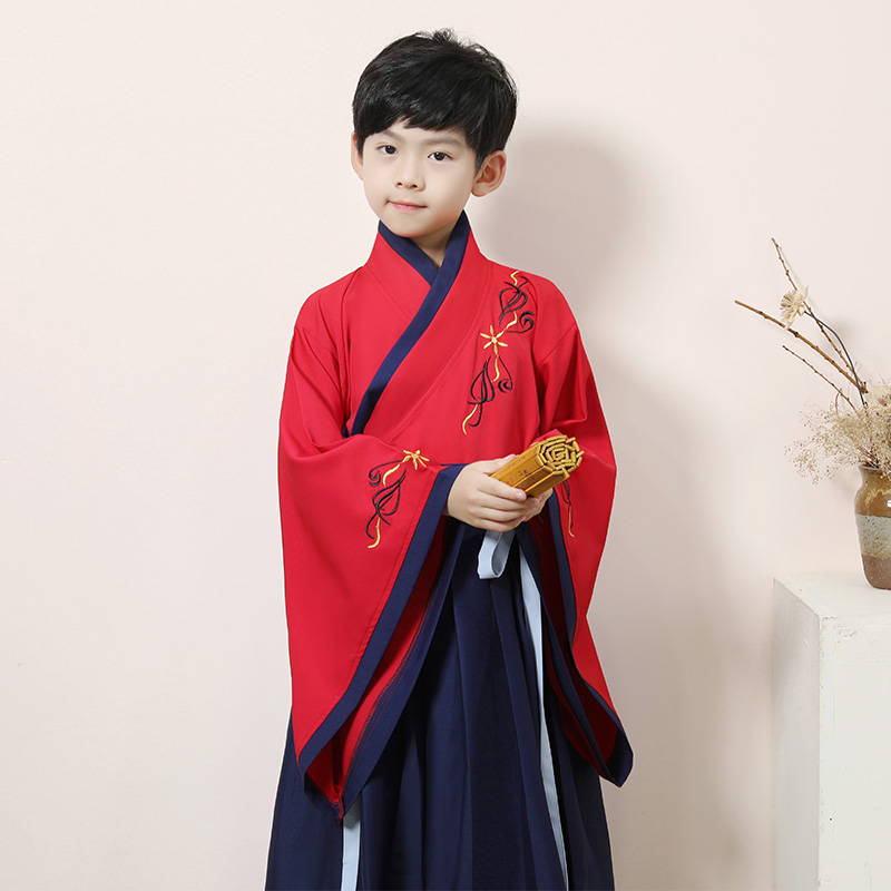 儿童汉服男2020新款小男孩古装中国风古代书童国学朗诵服套装春夏