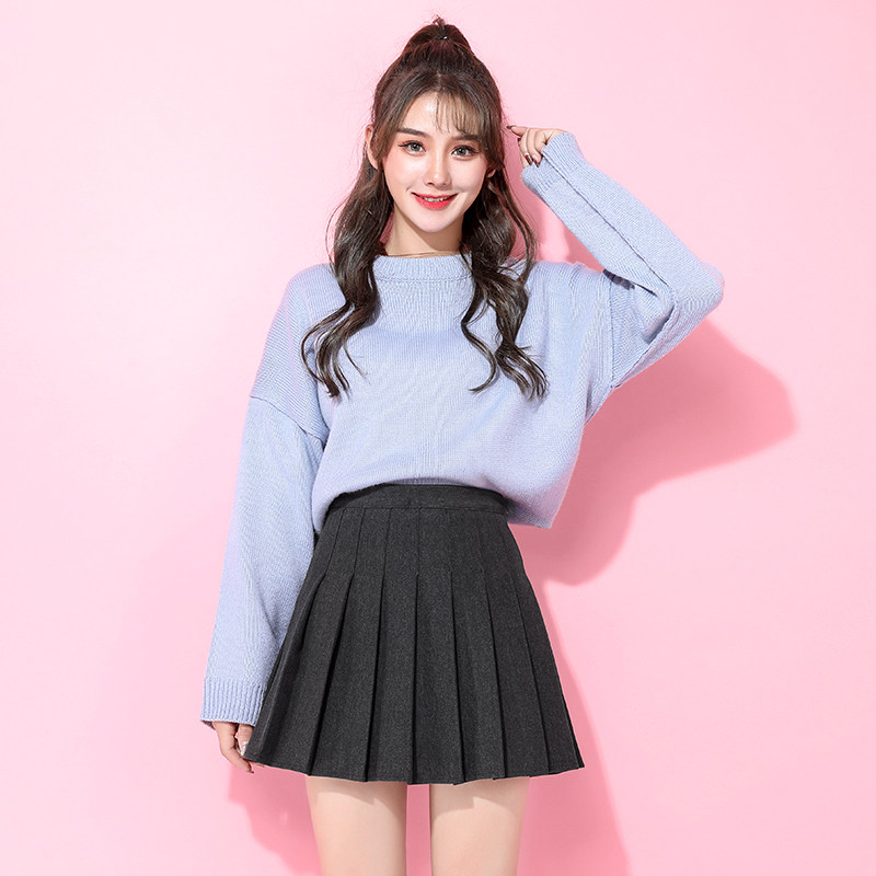 毛呢百褶裙女秋冬黑色短裙高腰a字显瘦秋款大码半身裙冬天配毛衣