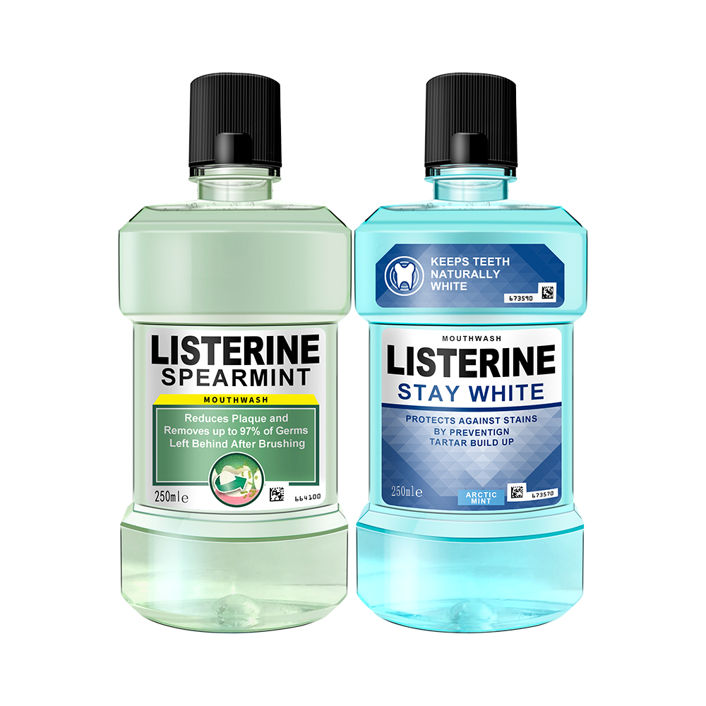 李施德林listerine白牙薄荷漱口口水250ml清新美白清洁漱口水