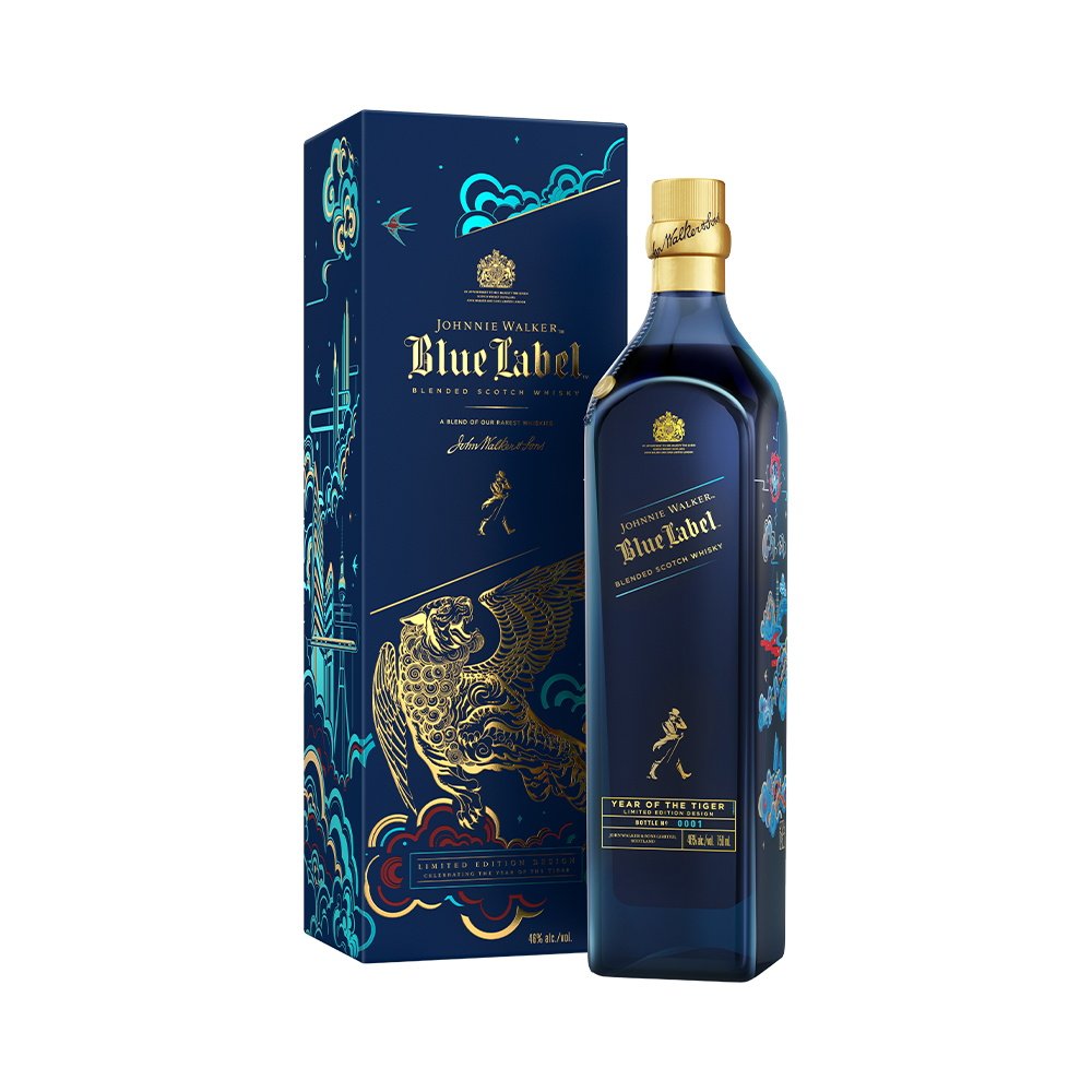尊尼获加蓝牌威士忌虎年纪念版礼盒洋酒如虎添翼本命年750ml威士忌