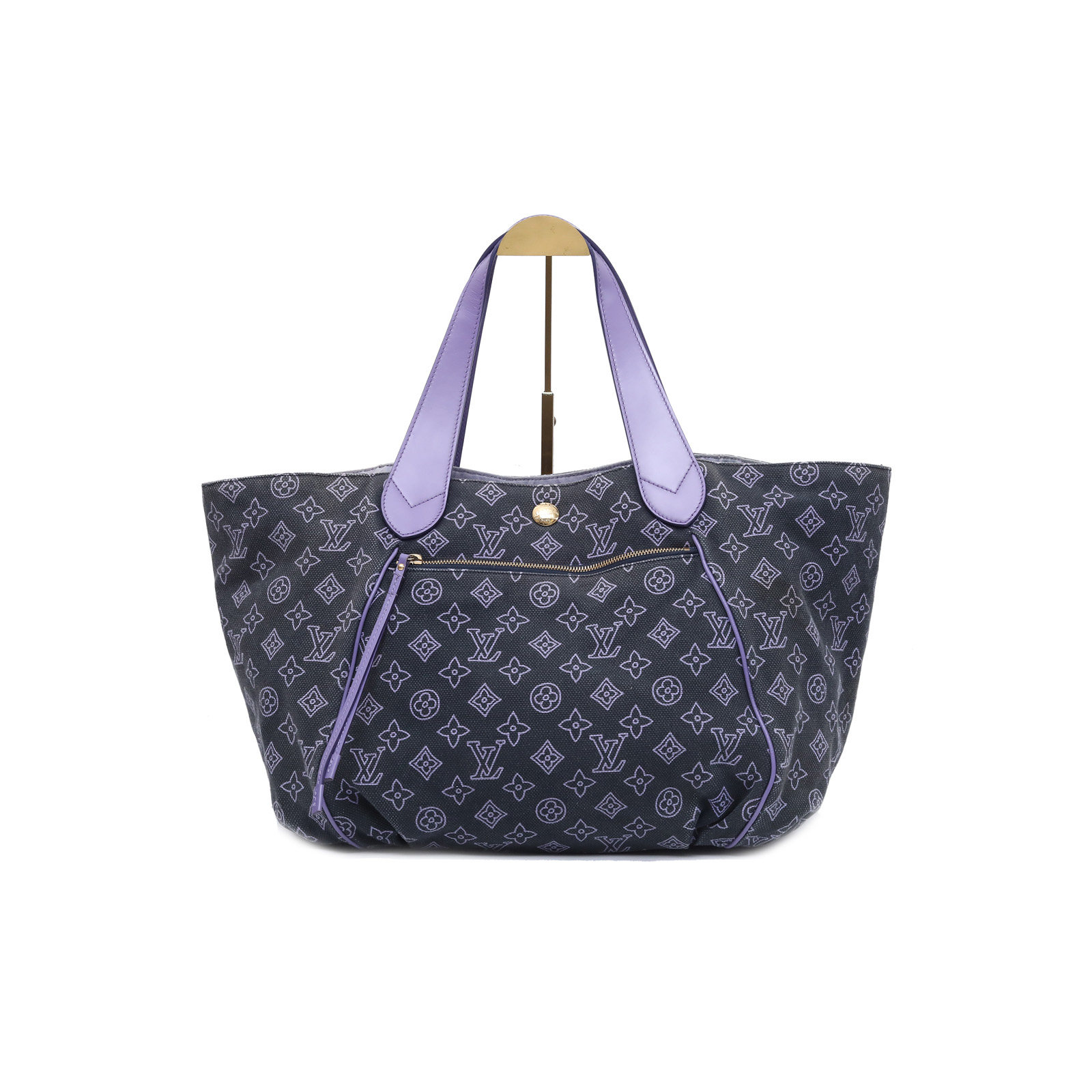 自营中古louisvuitton路易威登手提包牛仔购物袋紫色通用款女包