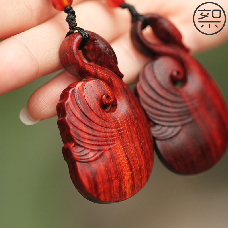 絮旧天鹅吊坠挂件印度小叶叶紫檀木情侣简约木雕