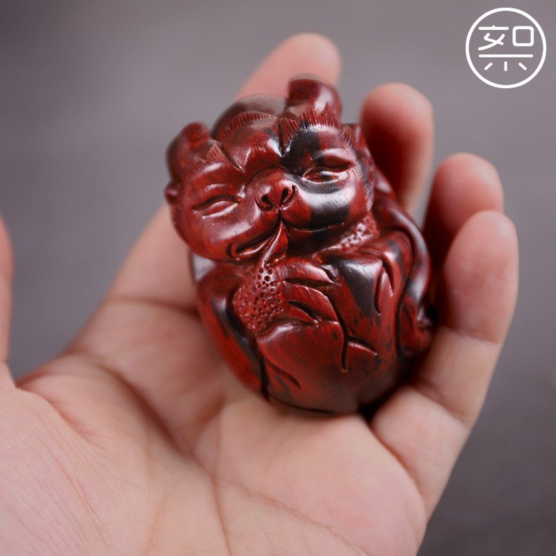 把玩絮旧龙蛋手把印度小叶叶紫檀木雕刻小件木雕