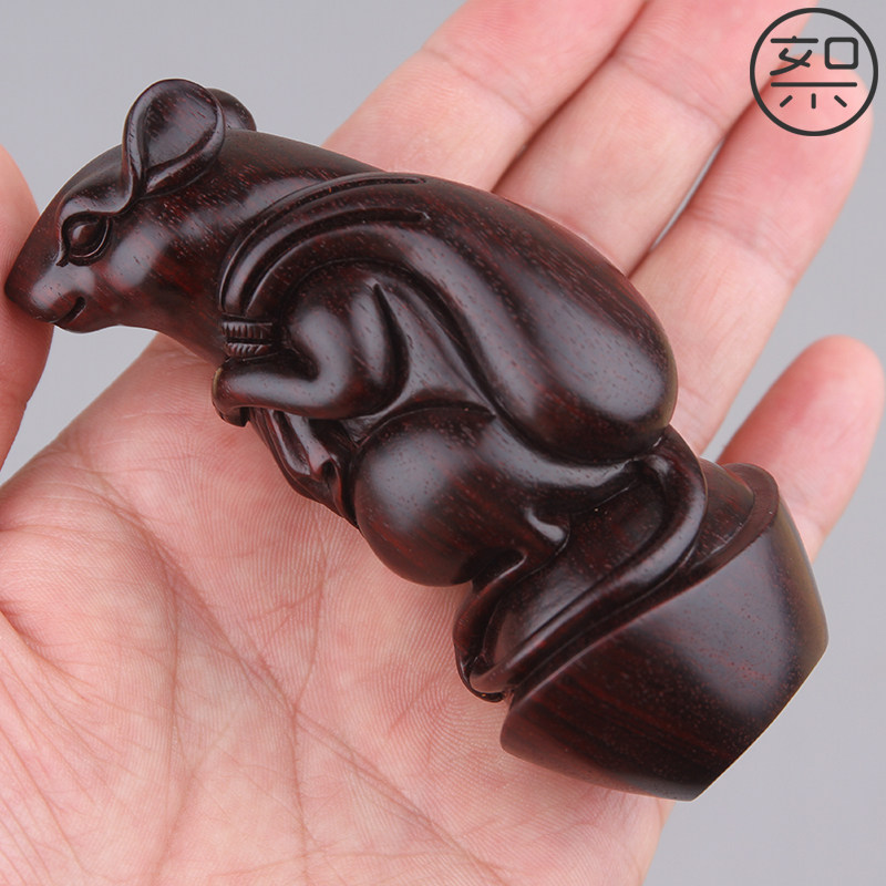 絮旧老鼠钱袋代代数钱手把印度小叶叶紫檀木木雕