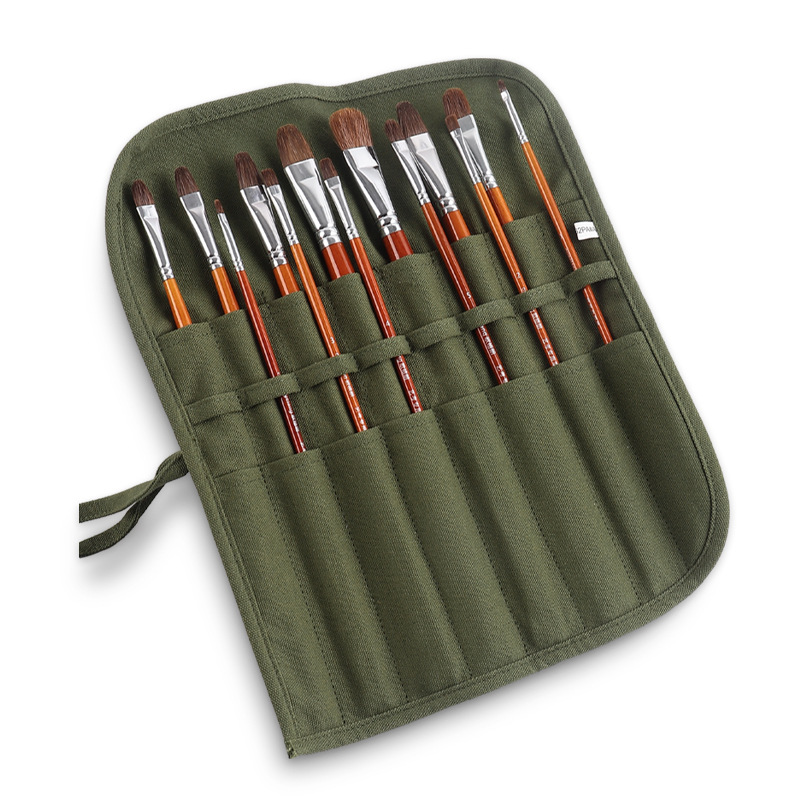 画笔13支狼毫头油跨境水彩水彩画套装水粉美术画笔