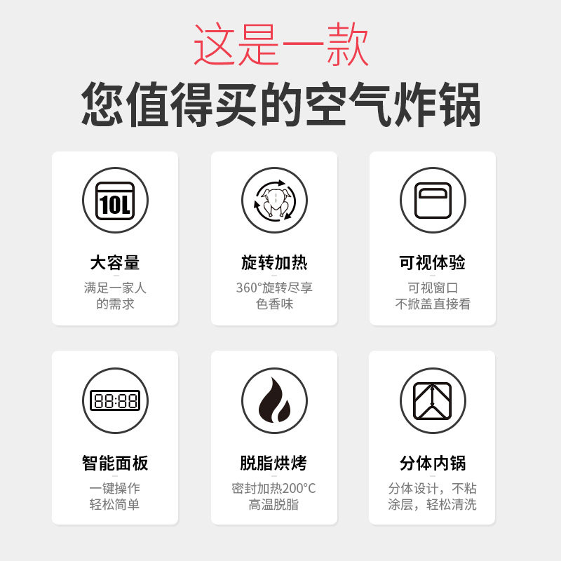 利仁空气炸锅大容量智能油烟全自动多功能薯条机可视空气炸锅