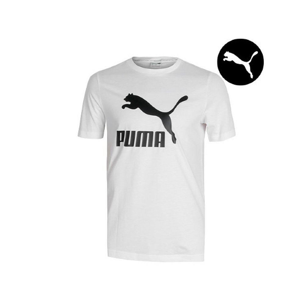 puma韩国直邮男性古典标志短袖恤衫白色530088-02运动t恤