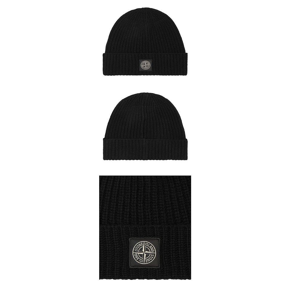 韩国直邮stoneislandluxurystone22fwrollbeanie黑色帽子