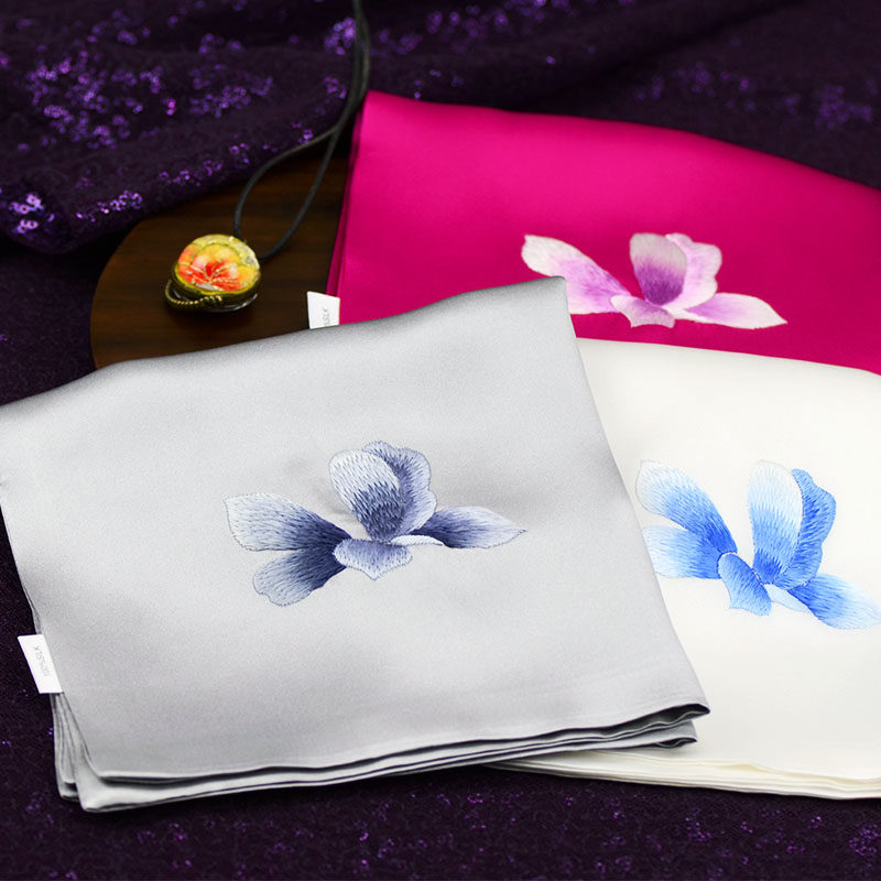 冰清玉洁名古绣艺节日礼品送客客户实用手工绣花苏绣手帕手帕