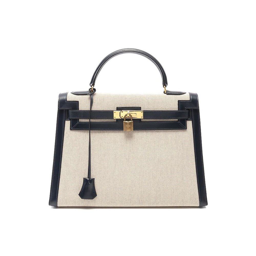 日本外缝手提包湛蓝kelly32直邮爱马仕hermes中古刻印通用款女包