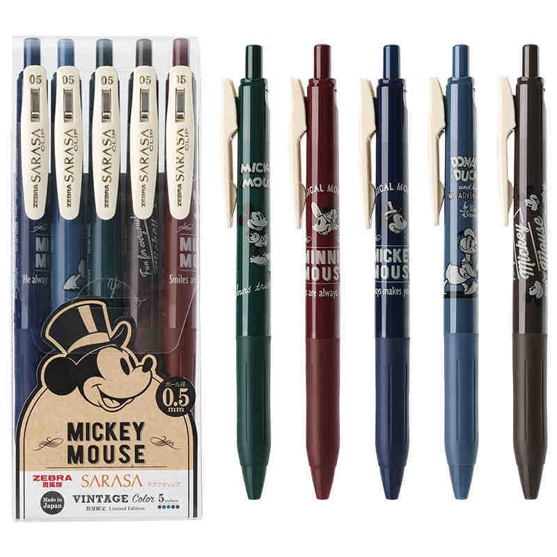 复古日本sarasa0.5mm按动学生官网套装笔套米奇中性笔