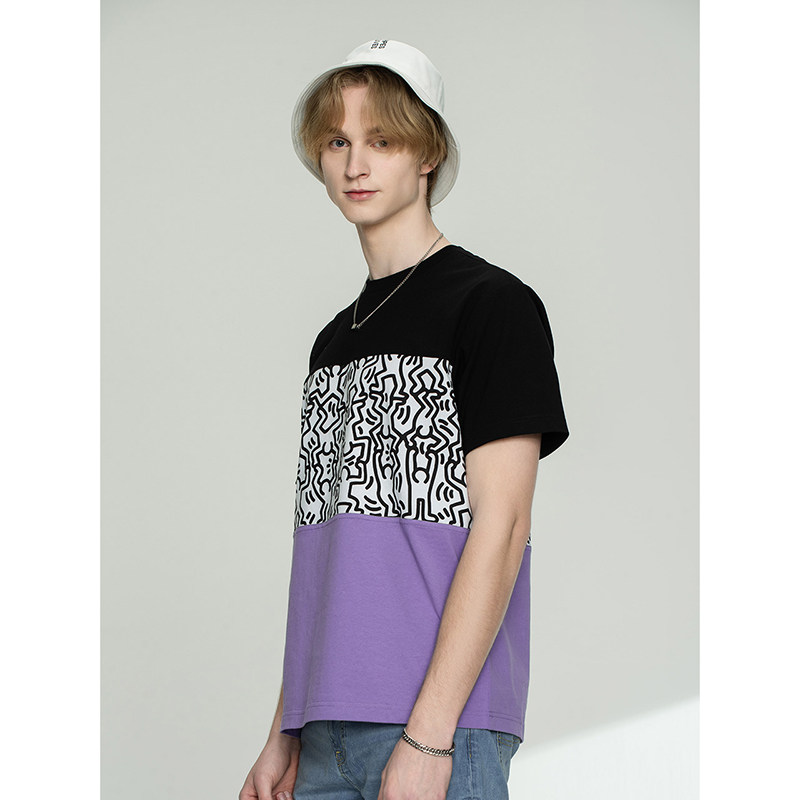 keithharing联名lee21春夏新品拼色男短袖l439384drbget恤