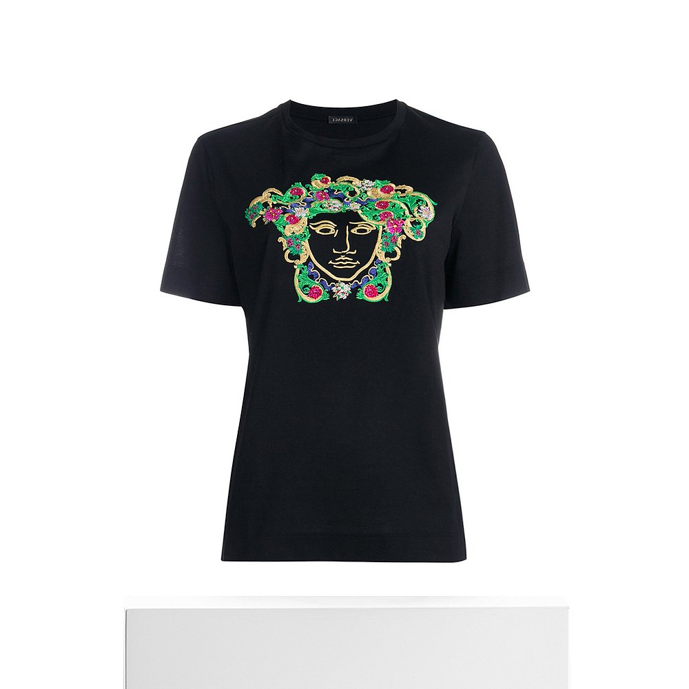 a79095 范思哲 黑色女士棉质短袖 t恤衫 香港直邮versace a201952