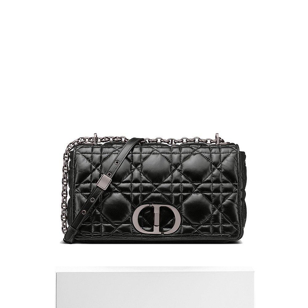 欧洲直邮dior/迪奥21秋冬新款caro系列女士黑色绗缝藤格纹链条包-mc母
