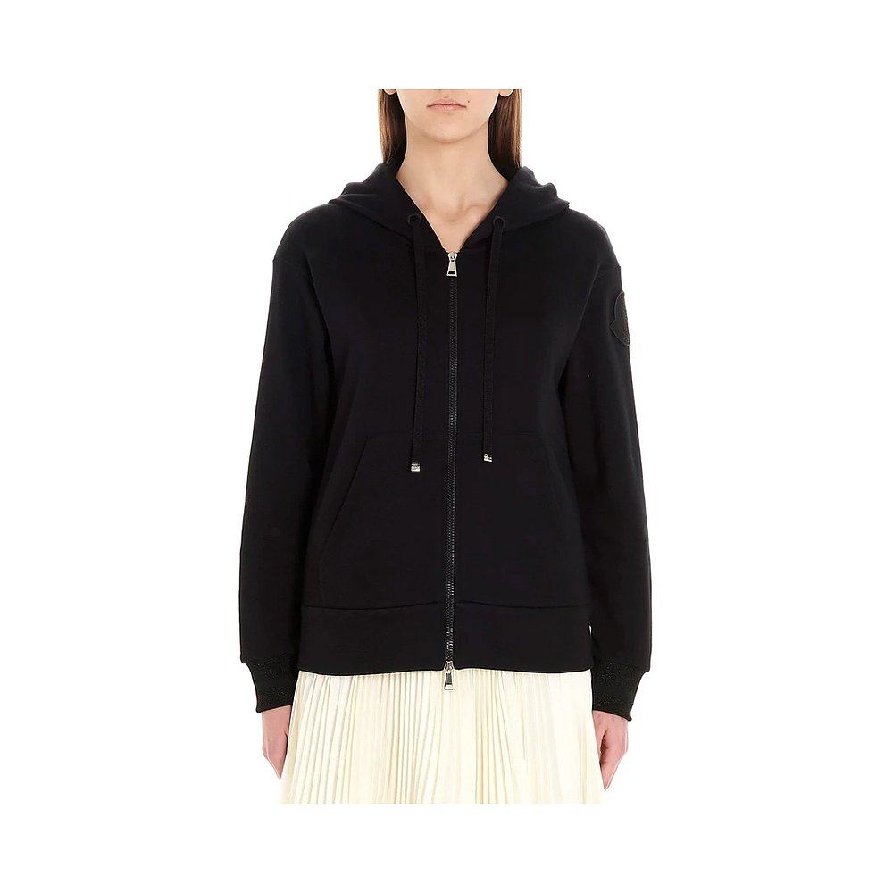 香港直邮moncler女士黑色徽标拉链链带外套8g70300v8101999短外套