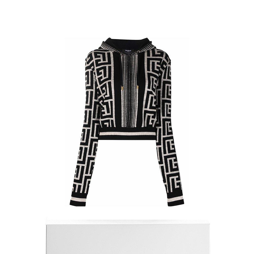 香港直邮balmain经典logo连帽拉链针织衫xf1jp005