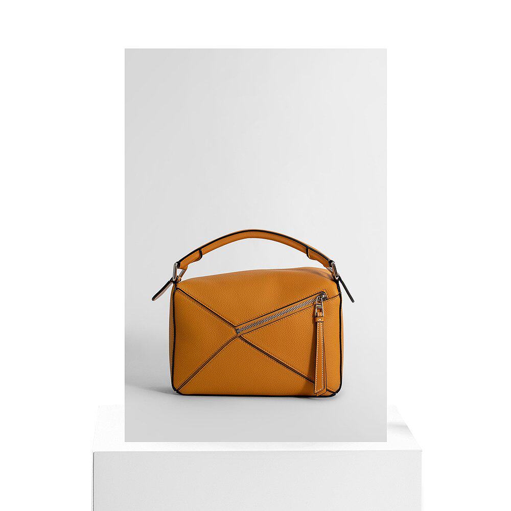 欧洲直邮香港直发loewe罗意威puzzle女士棕色几何手提斜挎单肩包