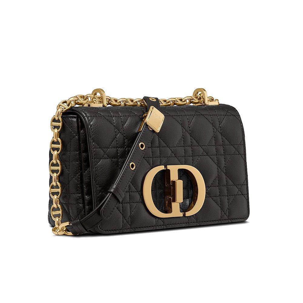 欧洲直邮dior迪奥2021春夏新款黑色皮革金色女士包袋