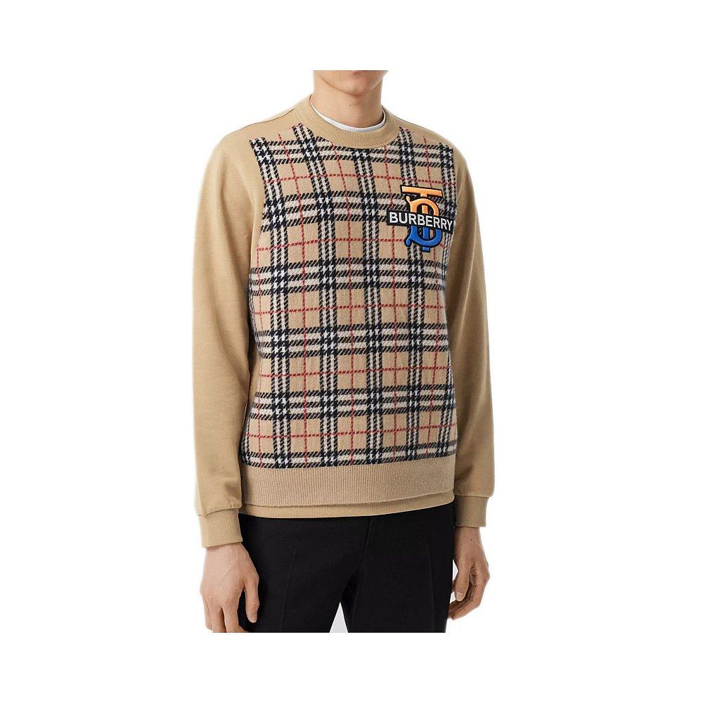 香港直邮burberry男士米色针织衫毛衣8036201针织衫