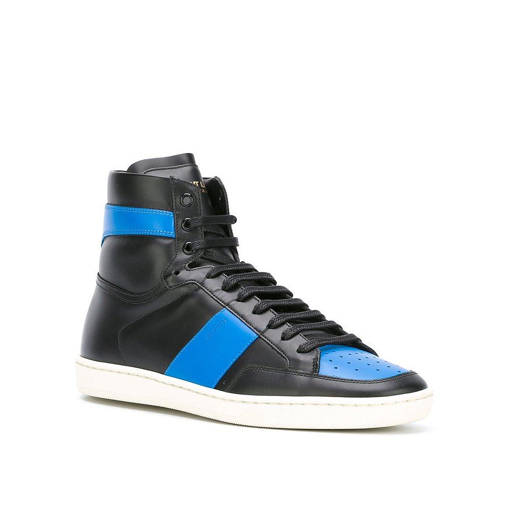 香港直邮ysl圣罗兰男士蓝拼色高帮休闲休闲运动运动鞋时尚休闲鞋