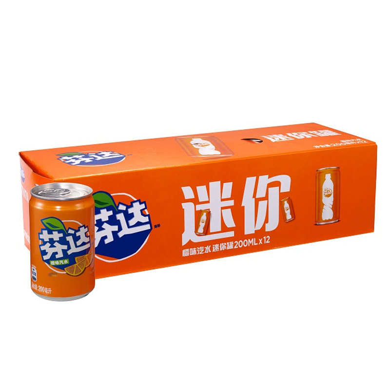 芬达橙味汽水200ml12罐整箱装迷你罐可口可乐碳酸饮料果汁饮品