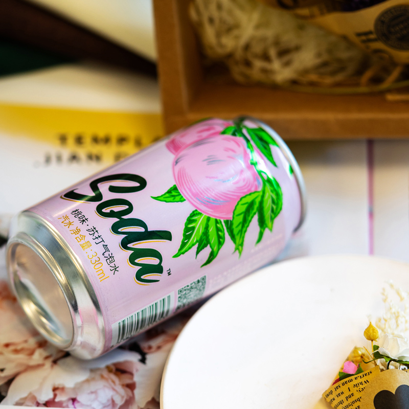 名仁苏打水汽水330ml24罐整箱装无糖气泡水蜜桃味苏打汽水