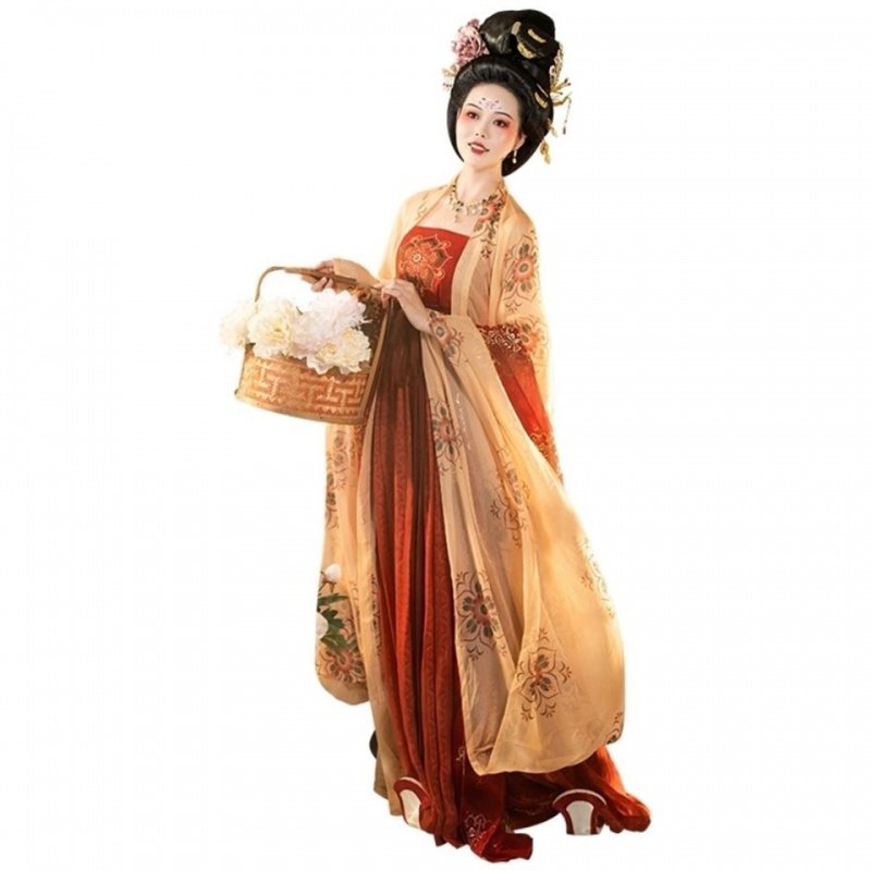 唐制超仙整套白菜披帛袖衫裙大诃子仕女唐仕女汉服