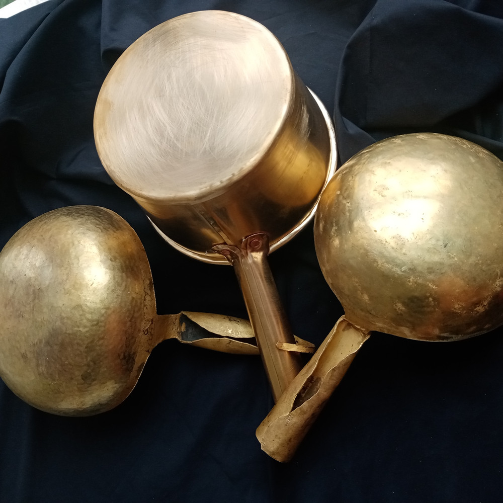 纯铜黄铜手工手工制制作加厚大铜勺铜舀厨房大号汤勺