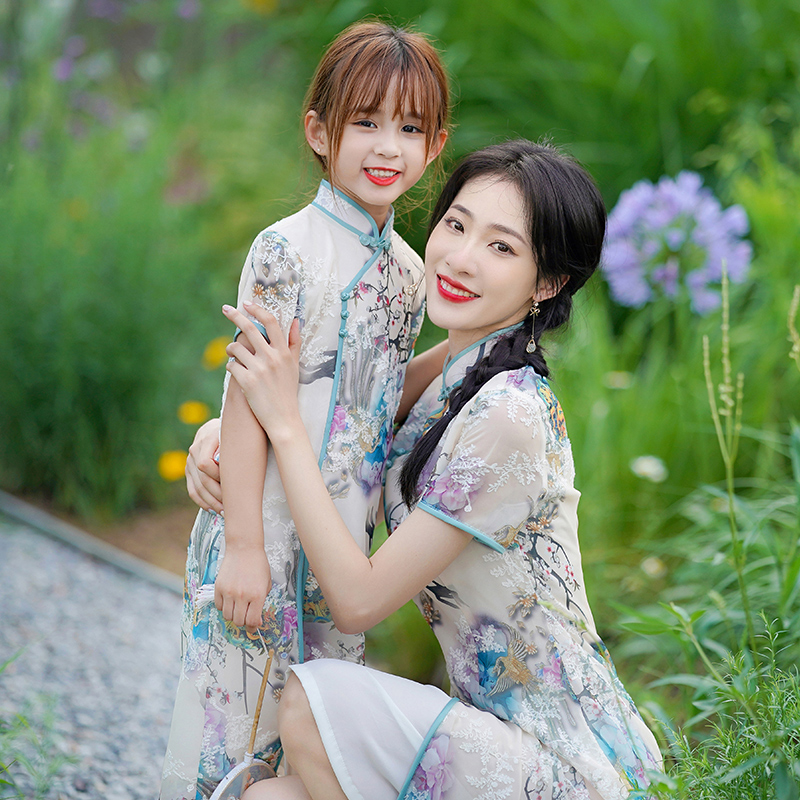 母女亲子装旗袍女款亲子女装2021新款改良中国亲子装