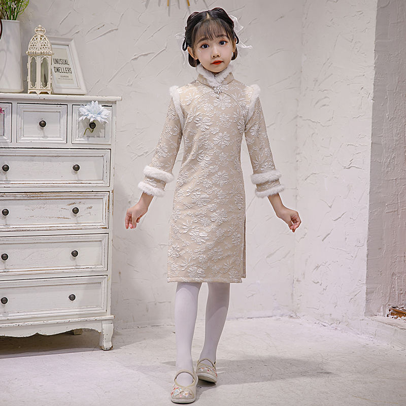 女童旗袍冬加加厚中国国风儿童2022新款冬天旗袍