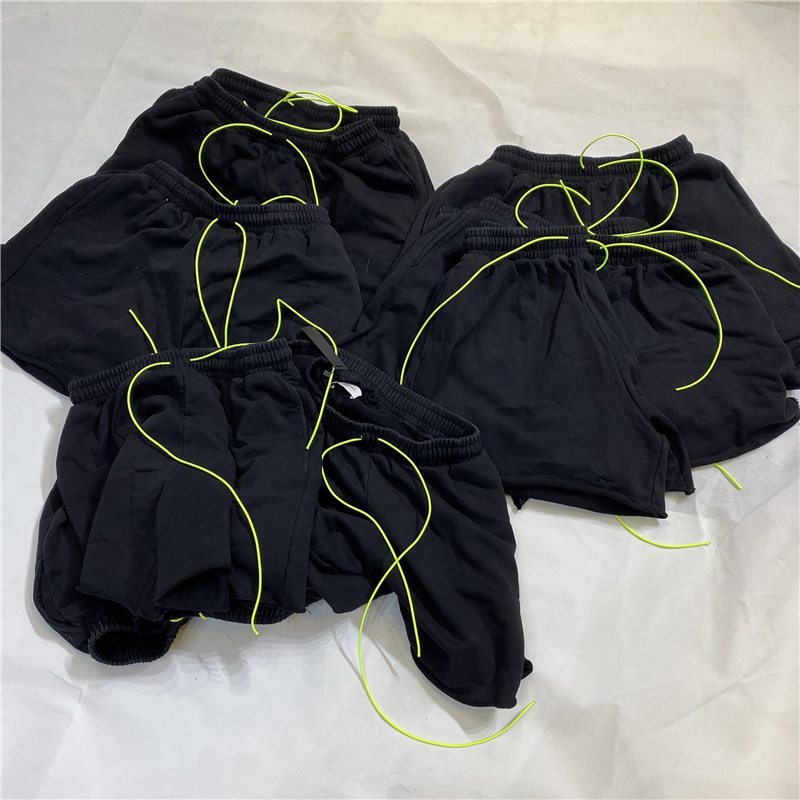 askyurself水洗做旧荧光抽绳短裤男女高街宽松运动美式休闲五分裤