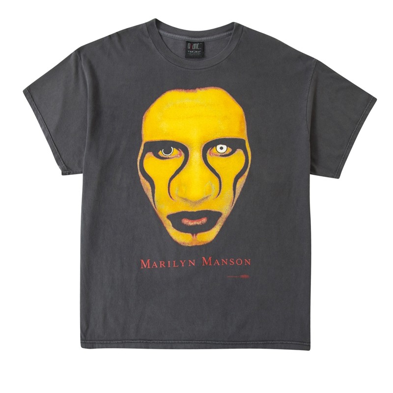 marilynmanson玛丽莲曼森vintage复古水洗做旧龟裂休闲t恤