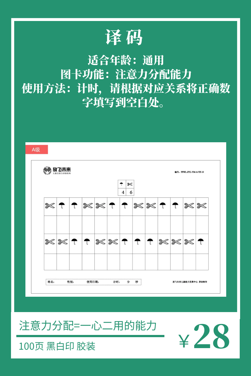 译码训练器卡片图卡视觉注意力专注力分配转移思维转换放飞全纳