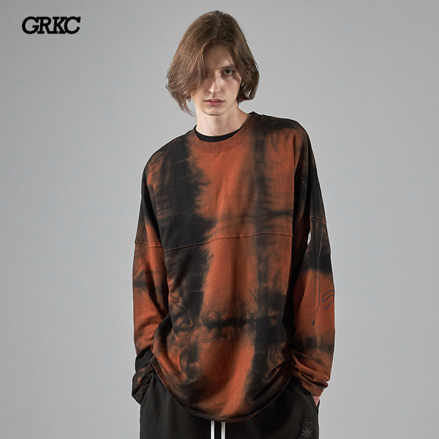 GRKC China Tie Dye Genetic Century Long Sleeve T-Shirt Guide Brand Hip Hop Couple Loose Sweater Men's Women's Fashion Autumn GRKC China Tie Dye Genetic Century Long Sleeve T-Shirt Guide Brand Hip Hop Couple Loose Sweater Men's Women's Fashion Autumn