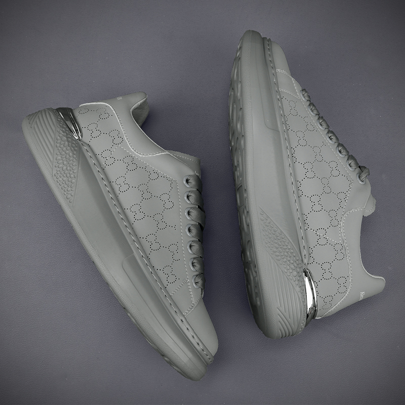 2022年夏季新款真皮男鞋麦昆百搭板鞋男厚底休闲松糕鞋透气潮鞋男