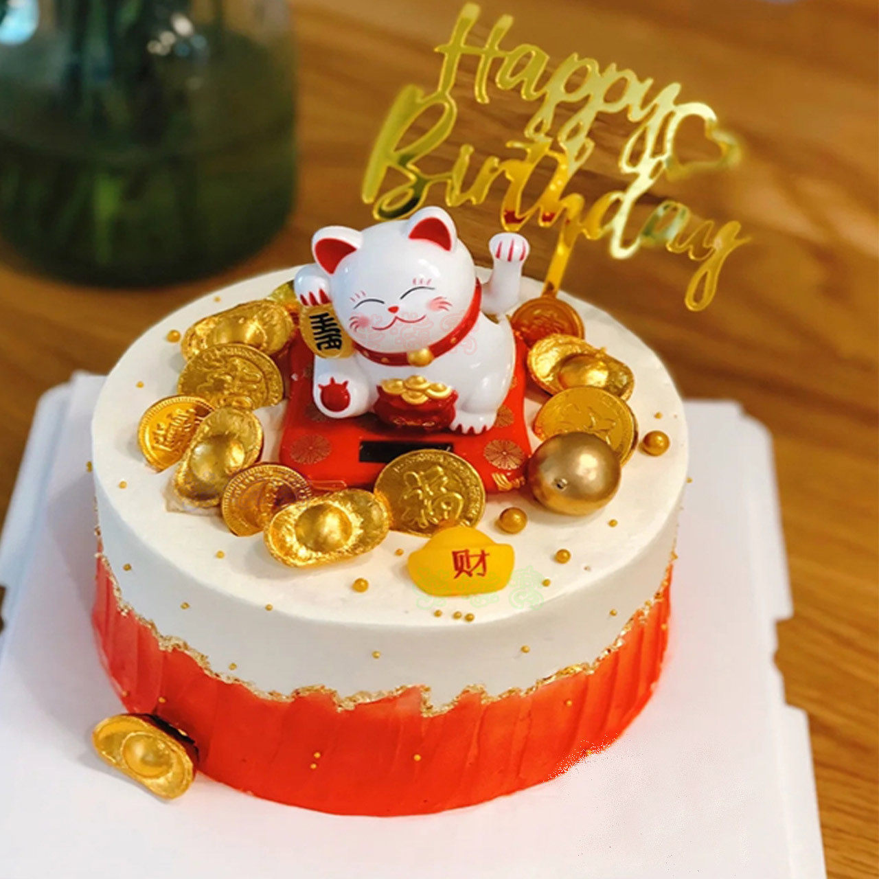 2021新年招财猫生日蛋糕同城春节网红开业乔迁牛年新鲜生日蛋糕