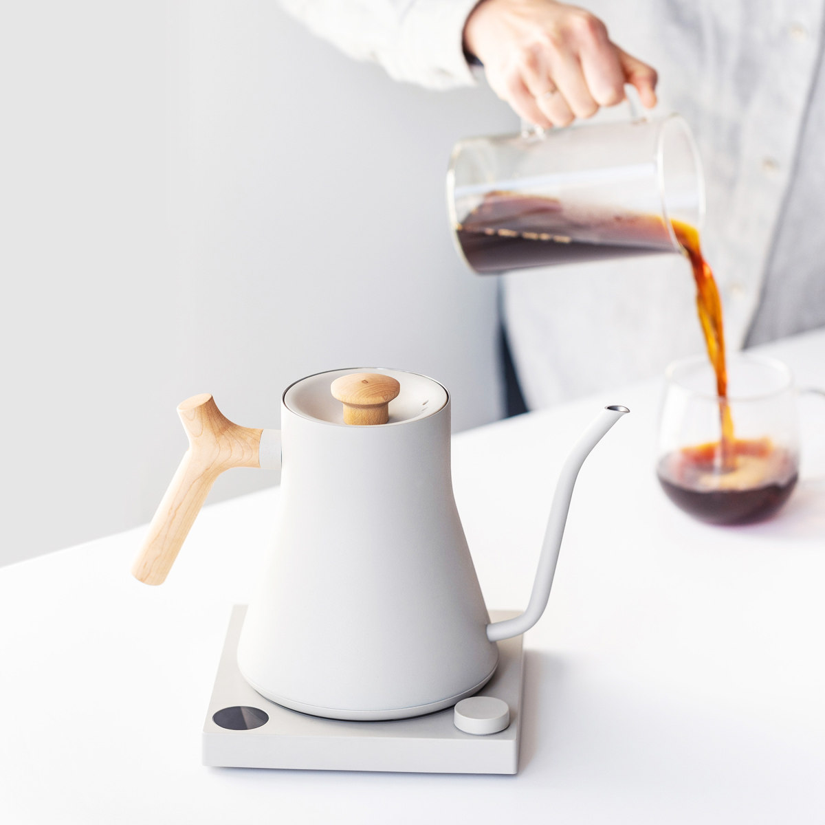 fellow智能温控细口手冲咖啡具套装控温枫木手柄电热水咖啡壶0.9l