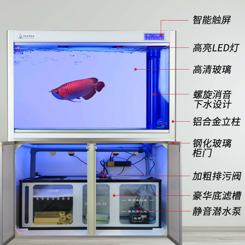 客厅鞋柜玻璃中型生态缸下过滤底滤鱼缸hlt  森森异世界专卖店
