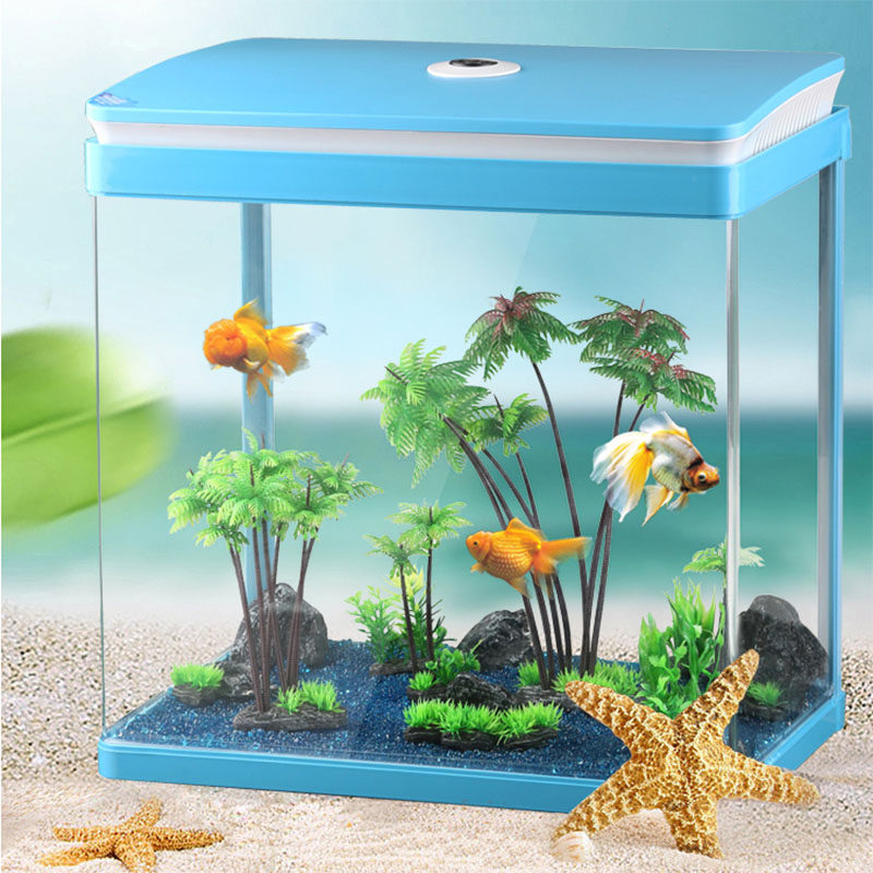 鱼缸森森水族箱客厅生态小鱼桌面金鱼缸小型玻璃鱼缸