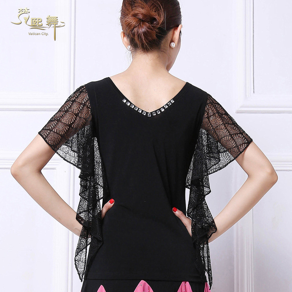 摩登舞上衣新款短袖 华尔兹交谊舞国标舞蹈服拉丁上衣 交际舞服